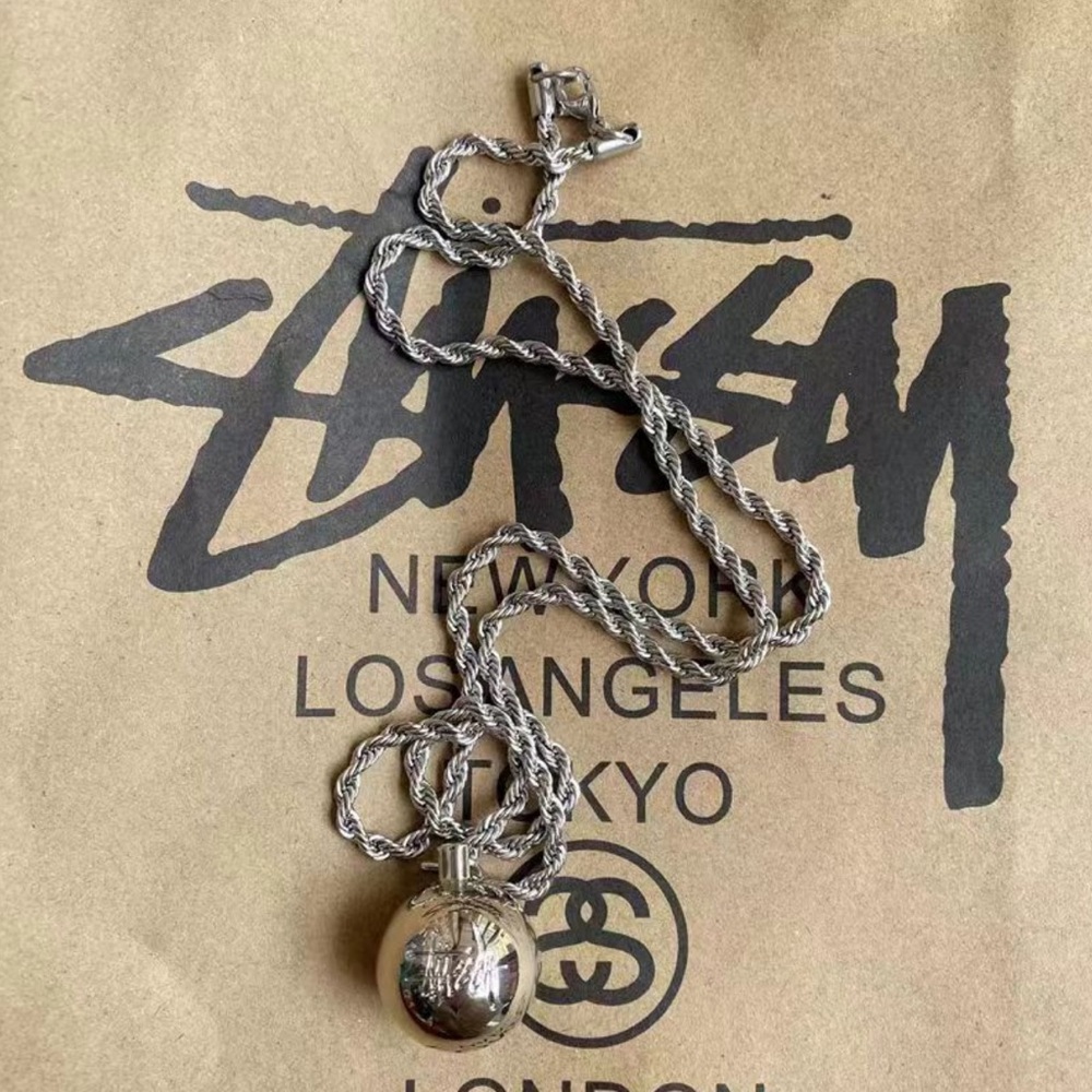 Stussy Sterling Silver Ball Pendant Necklace
